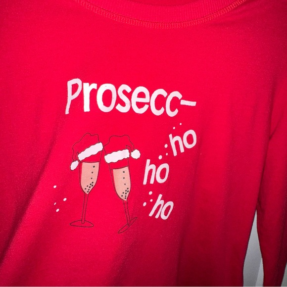 Women's Red Graphic Christmas Tee - Prosecc ho ho ho - Large - Picture 2 of 6
